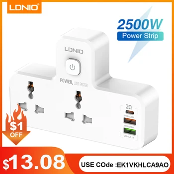 LDNIO SC2311 Universele stekkerdoos Multi-functionele Nacht Lamp Uitbreiding Met LED Smart Socket Adapter 3 USB Stopcontact Plug