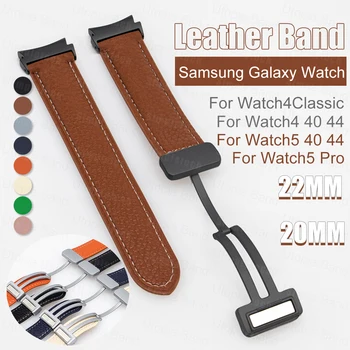 Leren Riem Voor Galaxy Watch5 40mm 44mm Watch4 Klassieke 46mm Magnetische Gesp Band Voor Samsung Watch5 Pro 45mm 20mm Armband