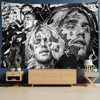 Lil Peep Rapper Muur Opknoping Wandtapijten Tapiz 3D Printen Tapijt Fashion Art Boheemse Wind Hippie Slaapkamer Decor