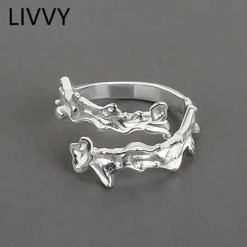 LIVVY Zilveren Kleur Onregelmatig Oppervlak Holle-Bolle Ring Voor Vrouwen Paar Open Uniek Design, Handgemaakte Sieraden Cadeau