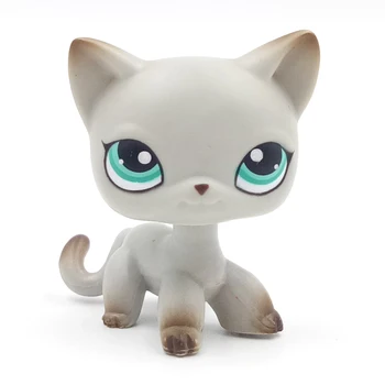 Lp ' s KAT Zeldzame Littlest pet shop Bobble head speelgoed staan #391 grijs kort haar kat groene ogen, de oude, originele gratis verzending