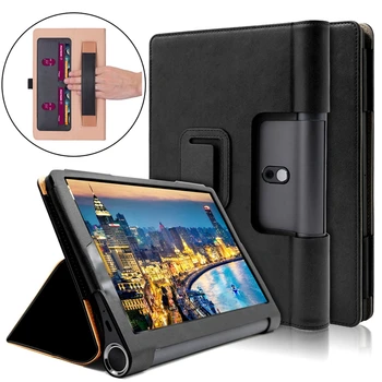 Luxe Boek van Flip Cover Case voor de Lenovo Yoga Tabblad 5 YT-X705F Smart Tab YT-X705 Tablet met Hand Strap-Kaart Slots + Gratis Cadeau