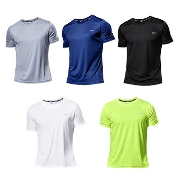 Mannen Ademende Sportkleding Multicolor Snel Droog Korte Mouwen Sport T-Shirt Fitnessruimte Truien Fitness Shirt Trainer Running T-Shirt