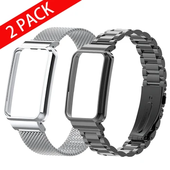 Metalen Riem + Frame Voor Redmi Band 2 Smart Watch Case Protector Roestvrij Stalen Armband Voor Redmi Smart Band Pro Horloge band