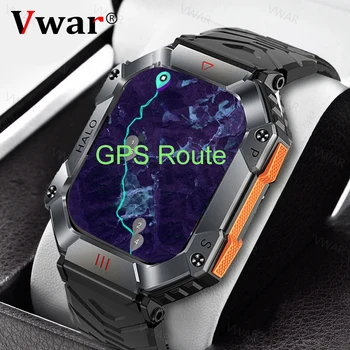 Militaire Ruige Smartwatch Mannen met Kompas Hoogte van de Luchtdruk Buiten de GPS-Route Sport Smart Watch Bluetooth Bellen 650mAh
