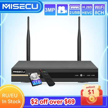 MISECU 8CH H. 265 3MP Draadloze NVR Recorder Wifi CCTV Camera System P2P ONVIF IP-Camera HDMI-Netwerk 3MP de videorecorder van NVR