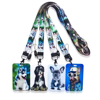 Mooie Hond Patroon Lanyard ID-Badge Houder van de Kaart op Kantoor Kaarthouder Cover Credit Card Case Card Protector Kinderen Klein Geschenk