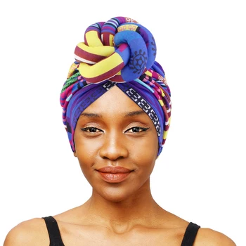 Moslim Bloem Print Geknoopt Tulband Voor Vrouwen Chemo Cap Hoofddoek Beanie Hat Partij Tulband Glb Headwear Haar Accessoires
