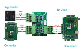 Multi Channel Wiegand-Formaat Converter 2In 1out Of 1In 2out Automatisch Herkennen WG26~WG80 Formaat geschikt Voor toegangscontrole Systeem