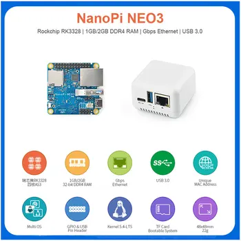NanoPi NEO3 Mini Development Board RK3328 Gigabit Ethernet-poort 1GB/2GB geheugen OpenWrt/LEDE dropship