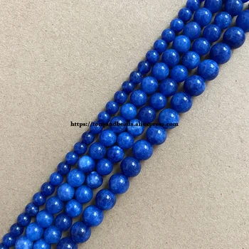 Natuurlijk Een Kwaliteit Lapis Lazuli Kleur van Blauwe Jade Steen Ronde Losse Kralen 6 8 10 MM Pick-Formaat Voor het Maken van Sieraden DIY