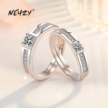NEHZY 925 zilveren naald Nieuwe Vrouw Mode-Sieraden van Hoge Kwaliteit Retro Simple Cubic Zirconia Ring Paar Verstelbare Maat