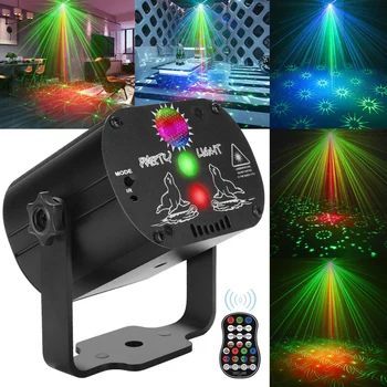 Nicrew Mini RGB-Disco Licht 60 Patronen DJ LEIDENE van het Stadium van de Laser Projector Kleurrijke Lamp USB-Oplaadbare Bruiloft Verjaardag Lampen