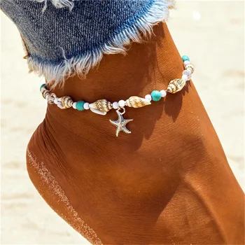 Nieuwe Shell-Starfish Kralen Enkelbanden voor Vrouwen Beach Sokje Been Armband Handgemaakt Boheemse Voet Keten Boho Sieraden Sandalen Cadeau