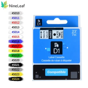 NineLeaf 6/9/12/19/24mm-Label Tape geschikt voor Dymo D1 45010 45021 Lint voor de Dymo labelmanager 100 150 200 250 Printer