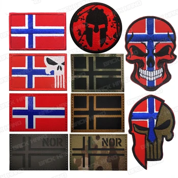 NOCH Noorwegen geborduurd infrarood reflecterende magic sticker vlag pack glow-in-the-dark tactische moreel badge Militaire patches DIY