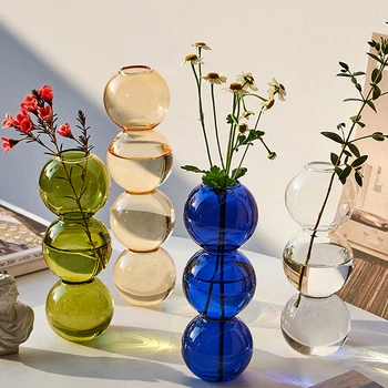 Nordic Home Accessoires Decoratie Cadeau Gekleurd Bubble Glazen Vaas Klein Vaasje Creatieve Bolvormige Vazen Decoratie Van Het Huis