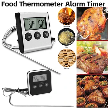 Olie Thermometer Naald voedselthermometer Instant Lees Vlees Koken Temperatuur Tester met Sonde Grill Alarm Timer Keuken Gereedschap