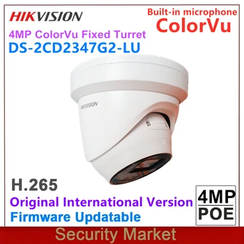 Originele Hikvision ColorVu IP-DS-2CD2347G2-LU 4 MP Microfoon Ingebouwd in het Torentje Netwerk Dome IPC POE, bewakingscamera