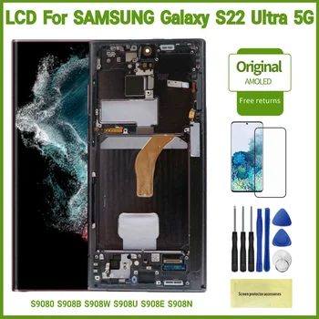 Originele S22 Ultra AMOLED Voor de Samsung Galaxy S22 Ultra 5G LCD-Scherm S908B S908U S908E S908W Touch Scherm Digitizer Vervanging