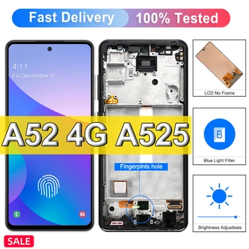 Originele Samsung Galaxy A52 4G SM-A525F A525F/DS Display Touch Screen withFingerprint,Voor Galaxy A52 LCD Display Vervangen