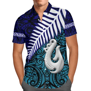 Polynesische Patroon Mannen Roeping Revers Camisa 3d-Print Ademend Hawaiian Shirts Mannen Vrouwen Summer Beach Korte Mouw Blouse