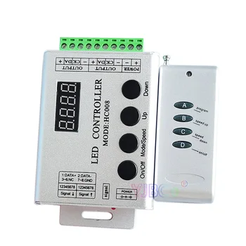 programmeerbare RGB LED Licht pixel Controller HC008 4Keys Afstandsbediening 5~24V 133 effect modi dimmer voor WS2812 WS2811 2801 LED Strip