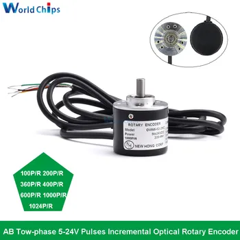 Pulsen Optische Incrementele Encoder-100P/R 200P/R 360P/R 400P/R 600P/R 1000P/R 1024P/R AB 2-fase 5-24V-Encoder 6mm As