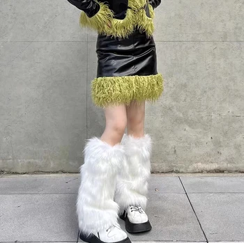 Punk Pluche Faux Fur beenwarmers Legging Sok Jk Been Gotische Sokken Y2K Hete Meisje Harajuku Lolita Boot Dekking Winter Voet Sokken
