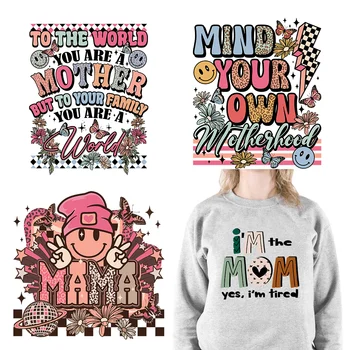 Retro moederdag Stickers Beste Moeder Ooit Design Westerse Mama Afdrukken Brief DTF Transfers Klaar Te Druk Voor Zakken Kleding