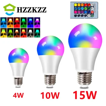 RGB E27 LED Lamp spot Lamp AC 85-265V Bombillas LED 4W-10W 15W IR-Afstandsbediening Led-Lamp Smart Led RGBW Lamp Home Decor