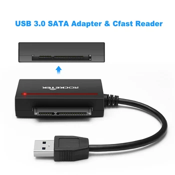 Rocketek CFast 2.0 Reader USB 3.0 naar SATA Adapter CFast 2.0-Kaart en 2,5 inch harde schijf Harde Schijf/Lezen Schrijven SSD&CFast Kaart