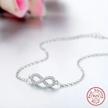 Rose Goud Romantische 925 Sterling Zilveren Strik Duidelijk Zirkoon Infinity Bangles Armbanden voor Vrouwen, Luxe 8-Vormige Sieraden Cadeau