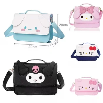 Sanrio Tas Mymelody Cinnamorol Kuromi Hello Kitty Ladies Crossbody Schoudertas Mobile Storage Bag Lederen Draagbare Handtas