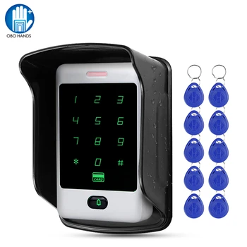 Sant alleen RFID toegangscontrole Touch Metalen Toetsenbord Met Waterdicht/Regenbestendige Hoes 10 Sleutelhangers Voor de Deur Lock Systeem 8000 Gebruikers