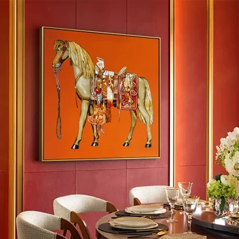 Saoedi-Klassieke Dier Kunst aan de Muur, Schilderij, Abstracte Paard Canvas Poster Afdrukken Luxe Muur Foto ' s voor Woonkamer Modern Interieur