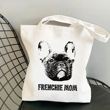 Schattige franse Bulldog Shopping Bag Casual Resuable Eco Tassen voor Vrouwen met een Grote capaciteit Shopper Tas met Handvat