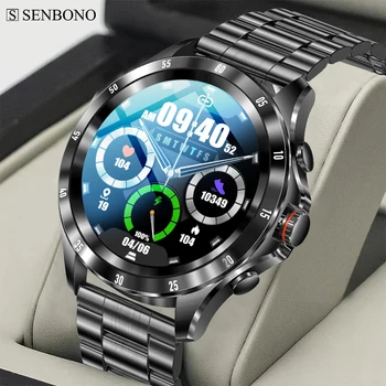 SENBONO 2023 Business Mannen Smart Watch Sport Fitness Health Monitor Bluetooth Antwoord Dial Bellen Horloge IP68 Waterdichte Smartwatch