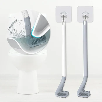 Silicone Wc-Borstel Wc-pot Borstel Wand met aan de Muur Haken Sticky Haken Hulpmiddelen voor het Reinigen van WC Badkamer Accessoires