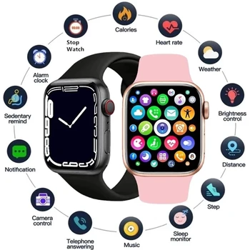Smart Watch-Serie 7 van Draadloos Opladen Oproep Beantwoorden Sport Fitness Tracker Aangepaste Wijzerplaat Smartwatch Mannen Vrouwen Voor Apple PK IWO 27 X8