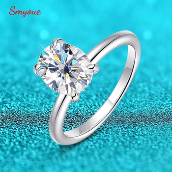Smyoue 18k Plated 2/3ct Moissanite Diamanten Ring voor Vrouwen Ovaal Fancy Cut Bruids Sets Solitaire Bruiloft Belofte Band 925 Zilver