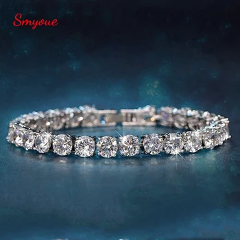 Smyoue 4mm Moissanite Tennis Armbanden voor Vrouwen, 100% 925 Sterling Zilveren Edelsteen Armband Bruiloft Glitters Lab Diamanten Armband