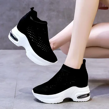 sok sneakers vrouwen 2022 luchtkussen vrouw sportschoenen voor het uitvoeren van schoenen zomer ademend wit zwart platform sneakers