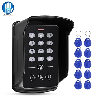 Standalone 125KHz RFID toegangstoets op Toetsenbord Control Toetsen Waterdichte Hoes Controller 10pcs Keyfobs voor de Deur toegangscontrole Systeem