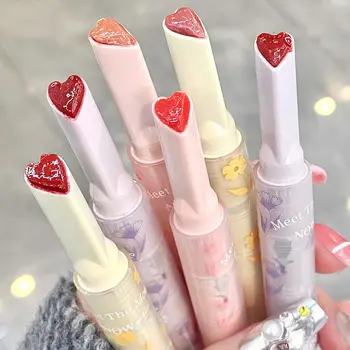 Studente Lippenstift Pen Hart-Vormige Lippenstift Waterdichte Non-Stick Cup Lipstick Transparant Koreaanse Cosmetica Lip Glaze Make-Up