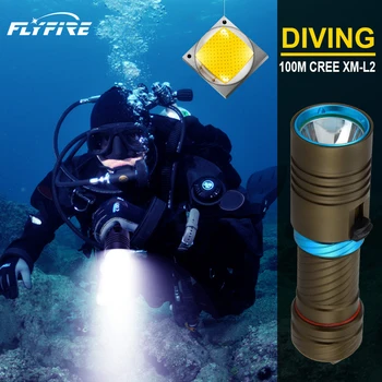 Super heldere 100M duiken zaklamp led zaklamp IPX8 waterdicht Onderwater zaklamp met CREE XM-L2 professionele duiklamp 18650
