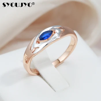 SYOUJYO Moderne Luxe Blauwe Stenen Ringen Voor Vrouwen 585 Goud Kleur Mysterieuze Charme van Vintage Sieraden Cadeau
