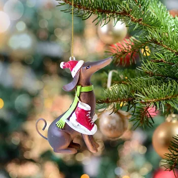 Teckels Hond Kerstboom Ornament Druppel Deur Raam Ophangen Van Decoraties Pluche Vaartuig Voor De Kerst Vakantie Partij Home Decor