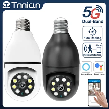 Tnnian 3MP WIFI E27 Lamp IP-Camera 360 PTZ Auto Tracking Echte Draadloze Lamp Surveillance Camera 20M Volledige Kleur, nachtzicht