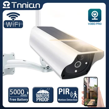 Tnnian 5MP WIFI Zonne-Outdoor-Camera PIR bewegingsdetectie Alarm Draadloos Batterij Bewaking CCTV 20M nachtzicht V380